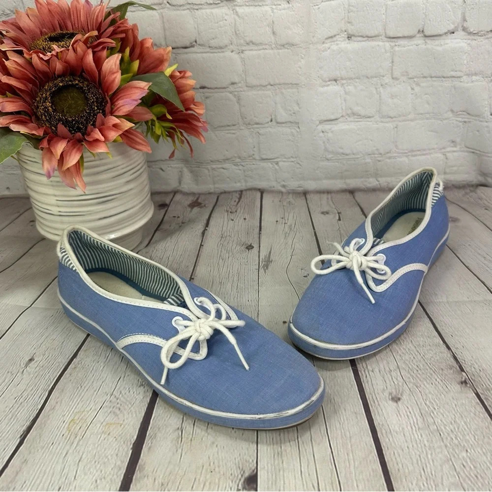 Keds grasshoppers lace-up shoe size 9 narrow blue chambray